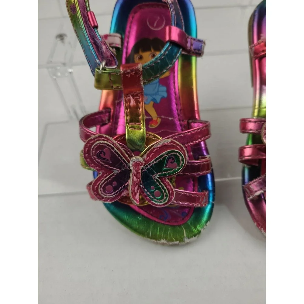 Vintage Dora The Explorer Toddler Girl Shoes Sandal Size‎ 7 Y2K Rainbow Strap - Picture 3 of 16